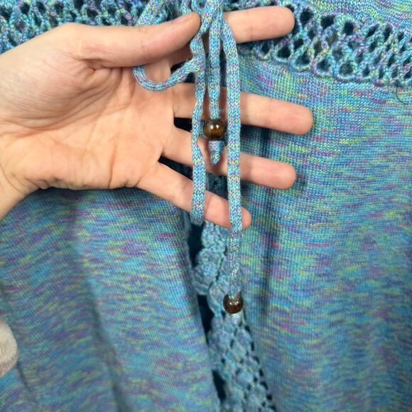 RXB Cardigan Women Size M Tie Front Ruffle Crochet Lace Trim Overlay Sweater Y2K - Picture 6 of 6